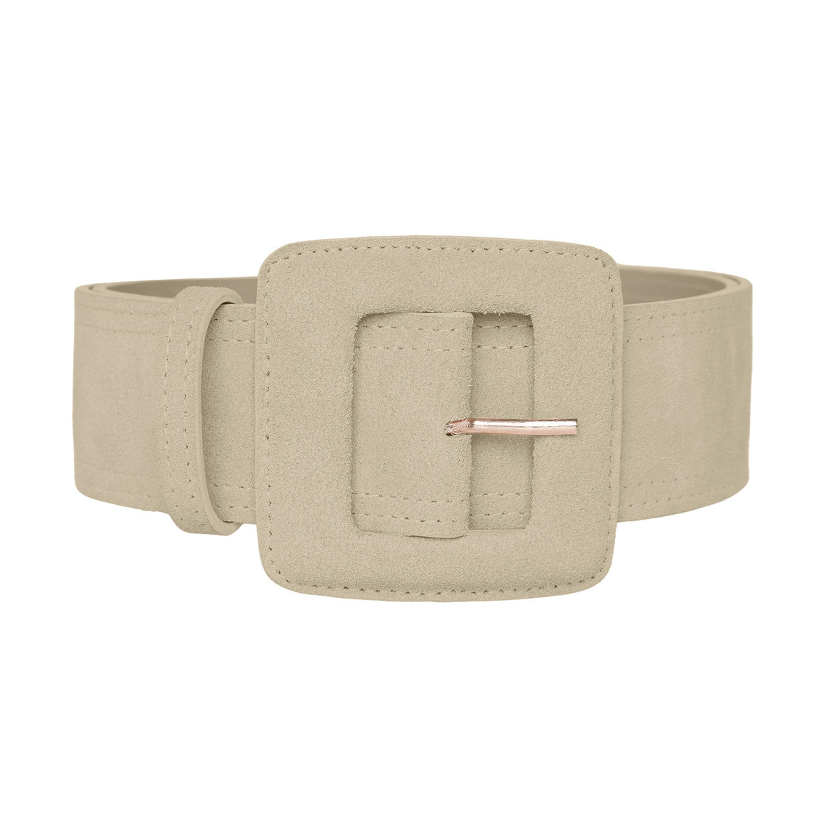 Beige-Suede-Square-Buckle-Belt