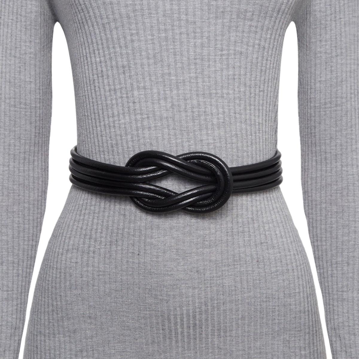 W by Worth Black Leather Belt with Knot Detail HIALAS Women main image 2