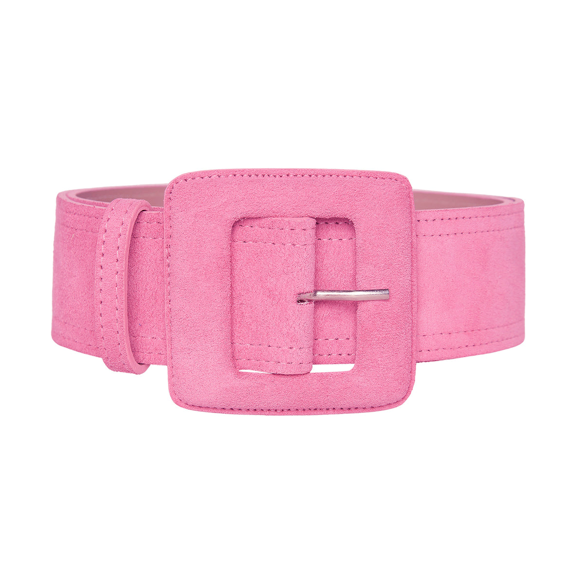 Women's Leather Belt - Suede Leather Belt with Square Buckle
