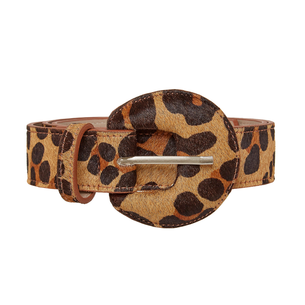 VINTAGE Brown Tan  leather animal print front leather waist belt Vintage 1980 main image 3