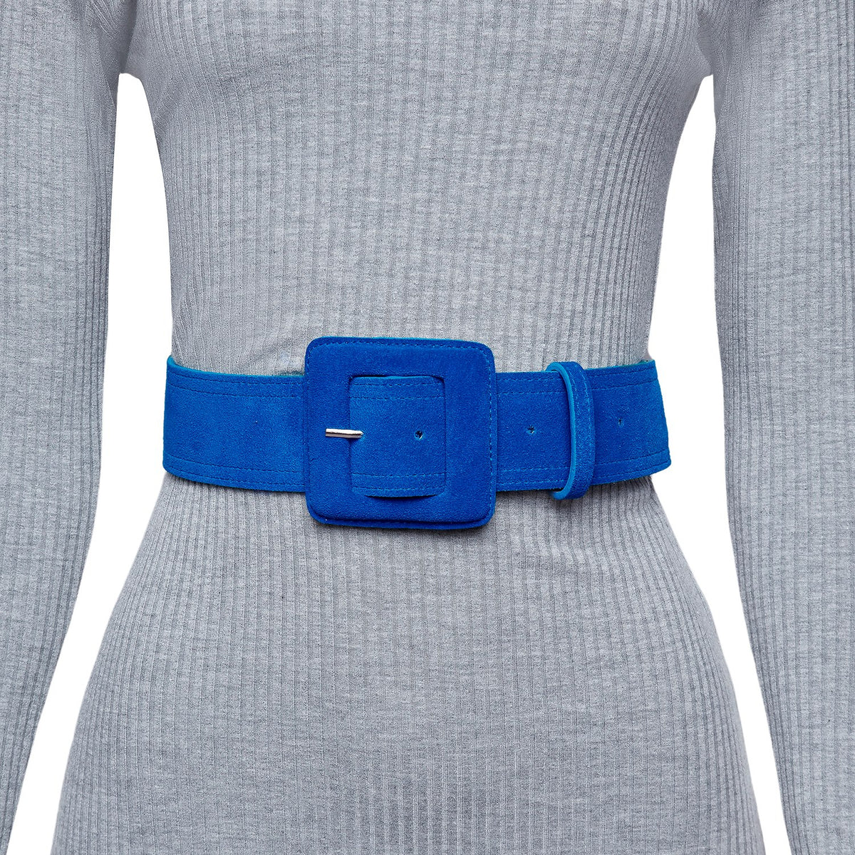 Women's Leather Belt - Suede Leather Belt with Square Buckle