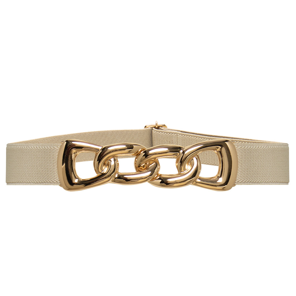 Stretch Belt With Gold Metal Knot Buckle - Black, BeltBe