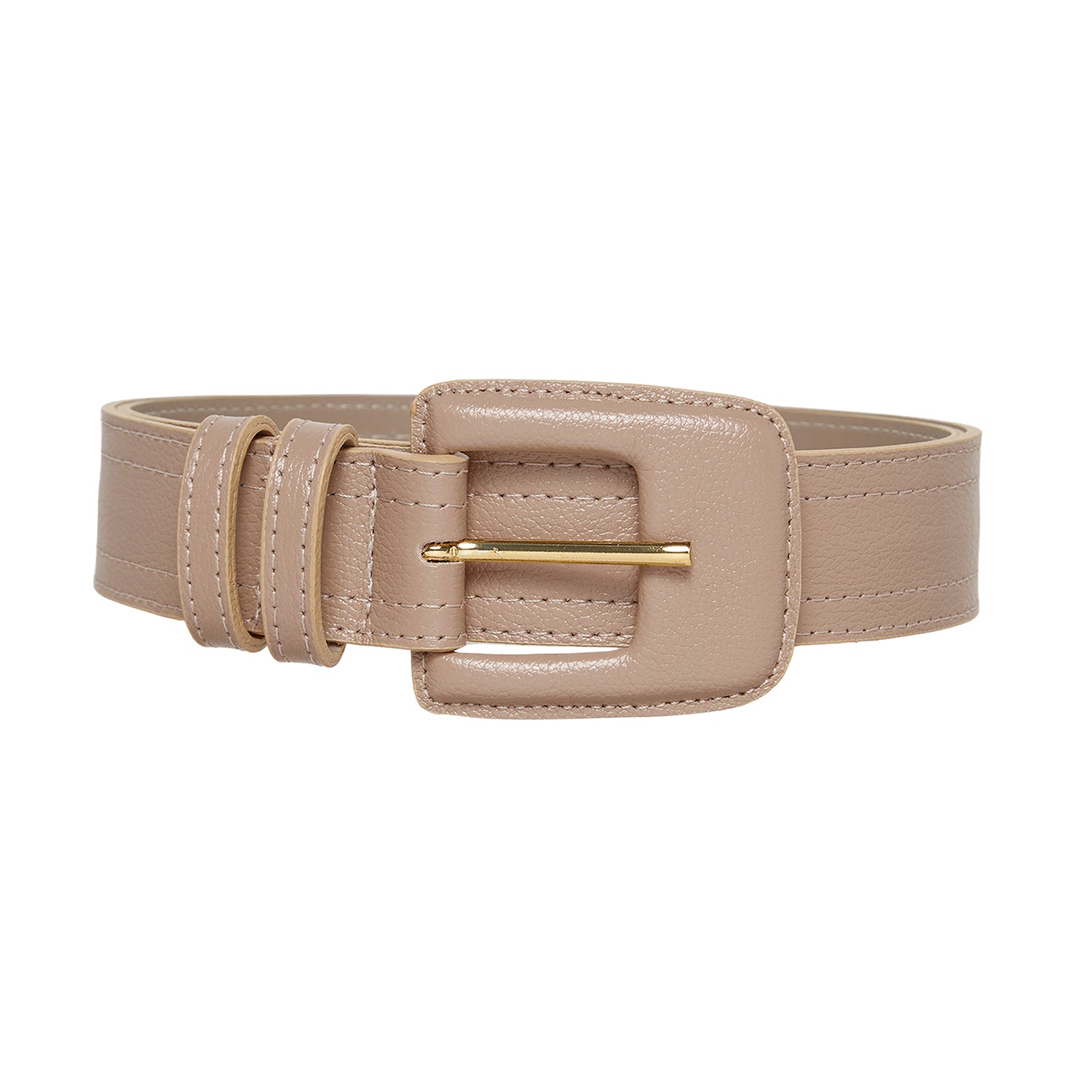 Women's Genuine Leather Belt with Rectangle Buckle in Beige BeltBe Women's Genuine Leather Belt with Rectangle Buckle in Beige BeltBe