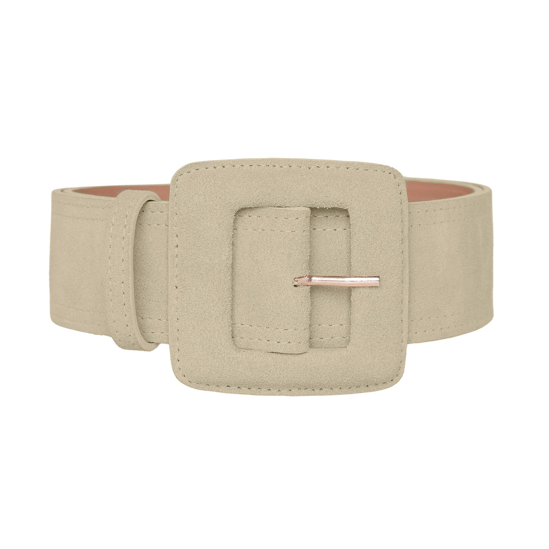 Women's Leather Belt - Suede Leather Belt with Square Buckle in