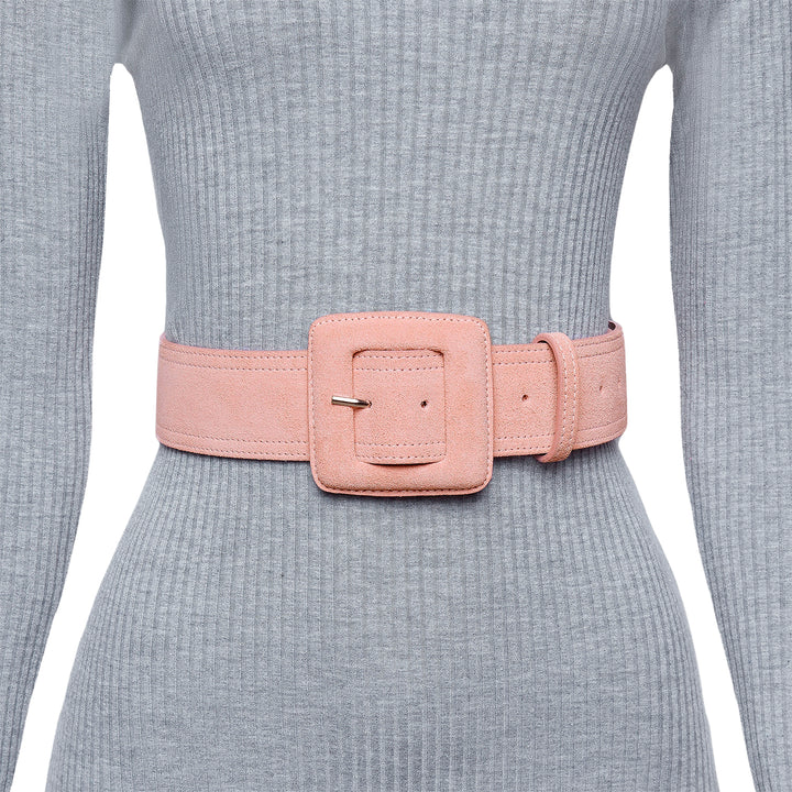 Women's Leather Belt - Suede Leather Belt with Square Buckle Women's Leather Belt - Suede Leather Belt with Square Buckle