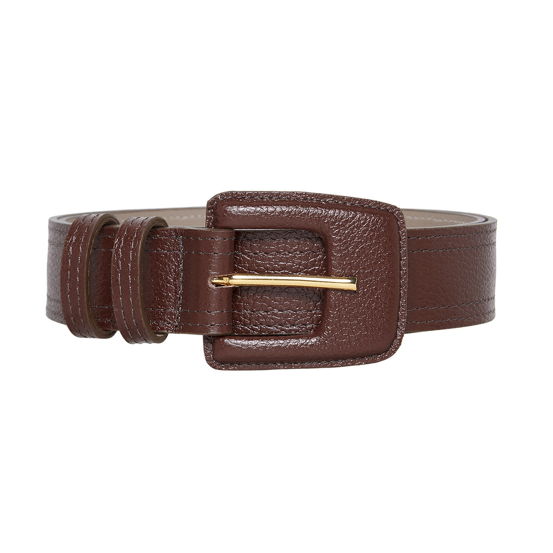 Women's Genuine Leather Belt with Rectangle Buckle in Brown – BeltBe