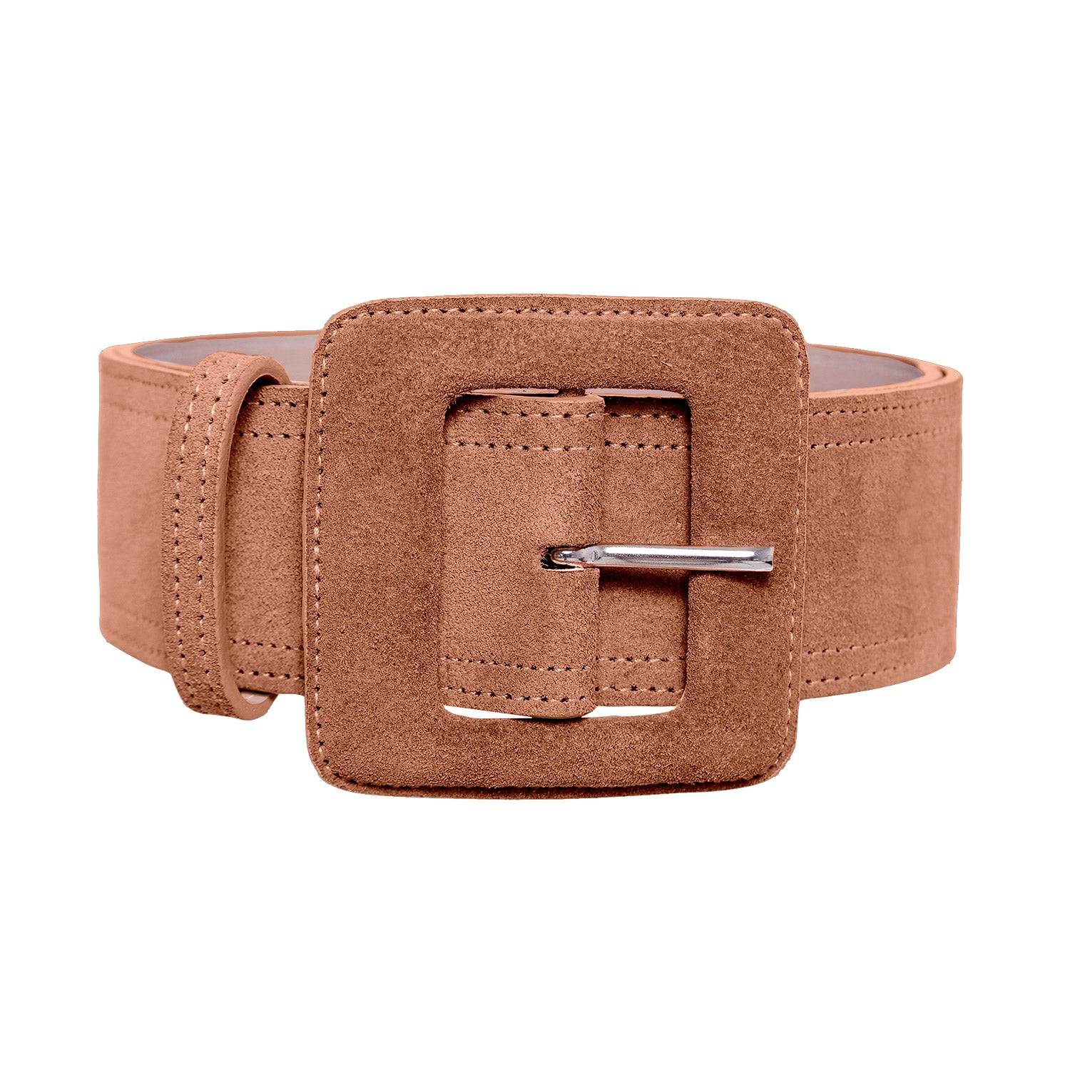 Brown-Suede-Square-Buckle-Belt Brown-Suede-Square-Buckle-Belt