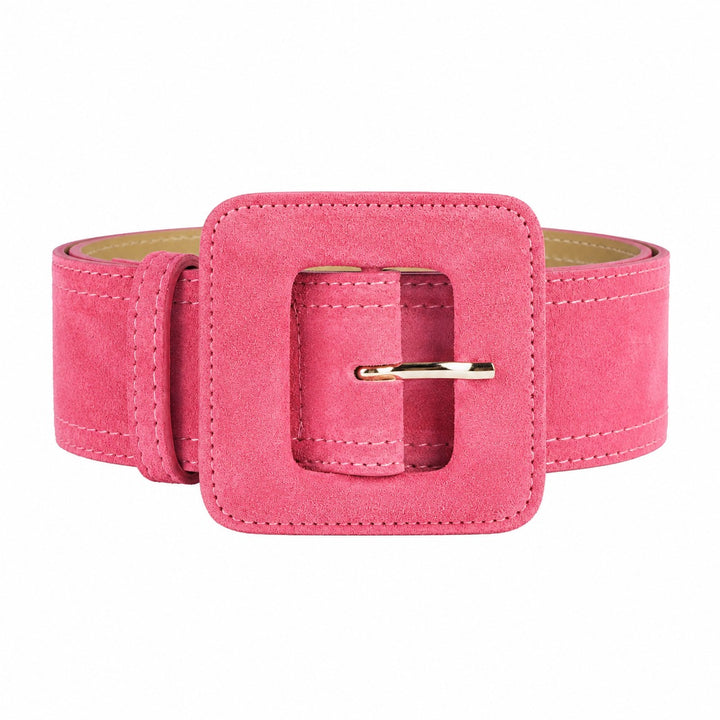 Women's Leather Belt - Suede Leather Belt with Square Buckle in