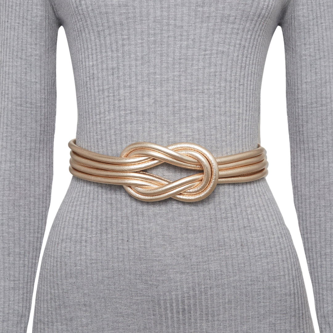 Knot Leather Belt - Metallic Gold Knot Leather Belt - Metallic Gold