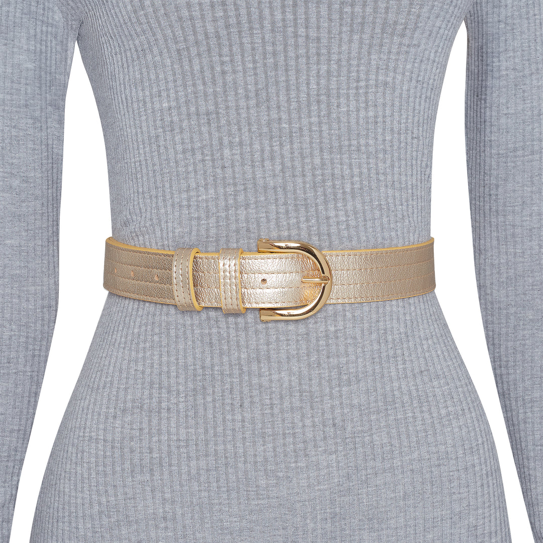 Arch Gold Metal Buckle Leather Belt