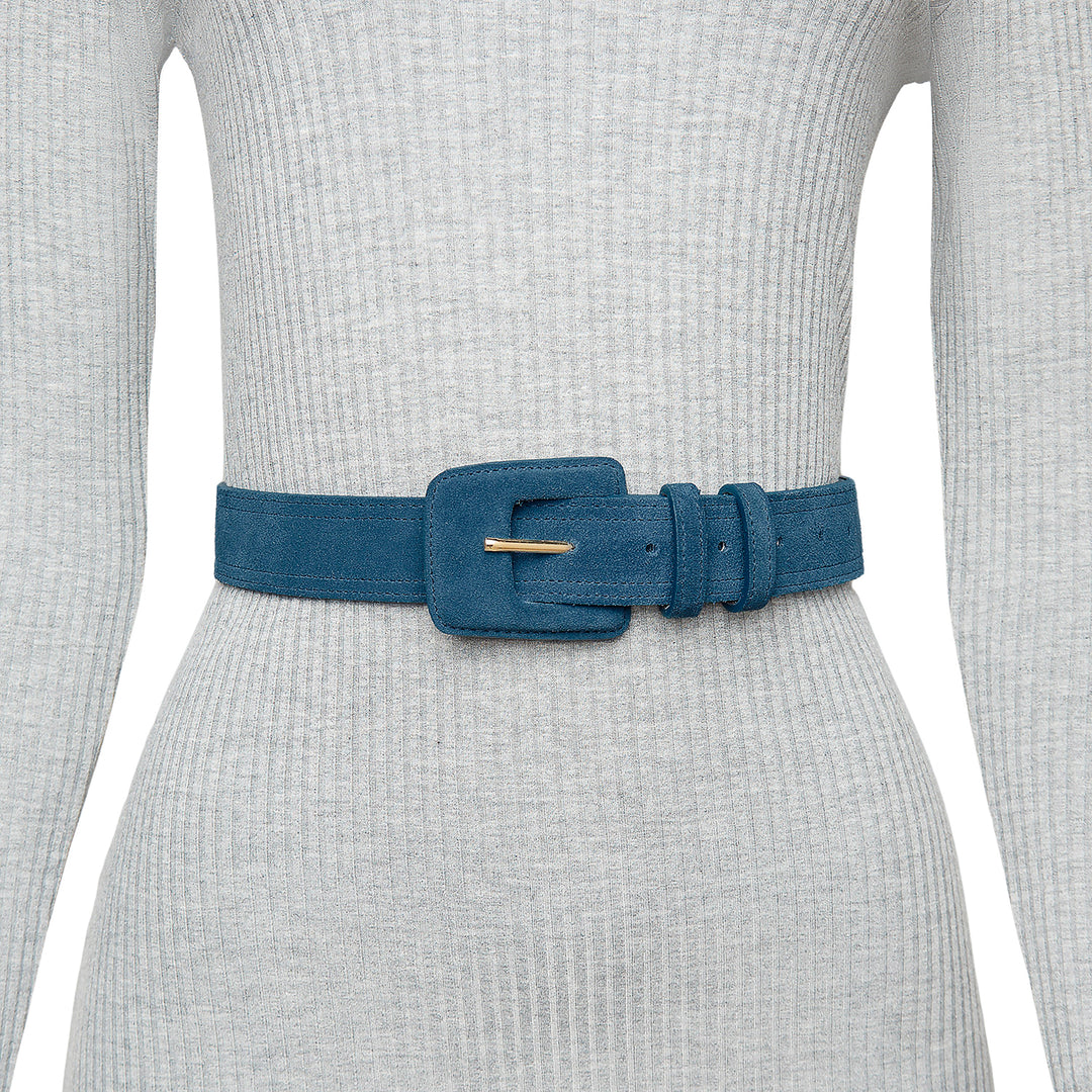 Suede Rectangle Buckle Belt