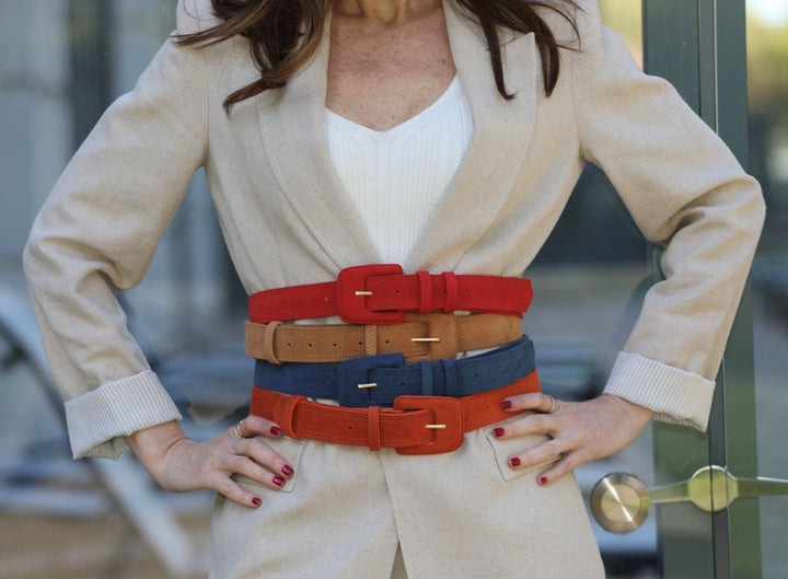 Suede Waist Belt with Rectangular Metal Buckle Elegant Fashion Accessory for Vince Womens 1 Inch Suede Fe Belt with Metal Loop, Casual  main image 4