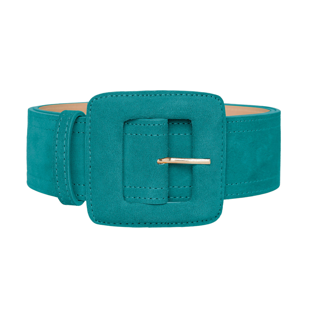 Women's Leather Belt - Suede Leather Belt with Square Buckle