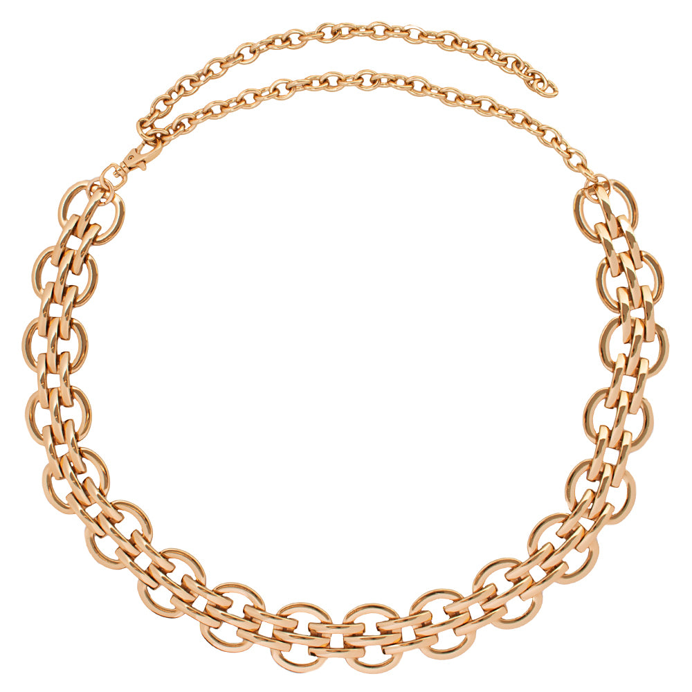 Women's One Size Chain Link Belt in Gold Tone Metal with Women's One Size Chain Link Belt in Gold Tone Metal with